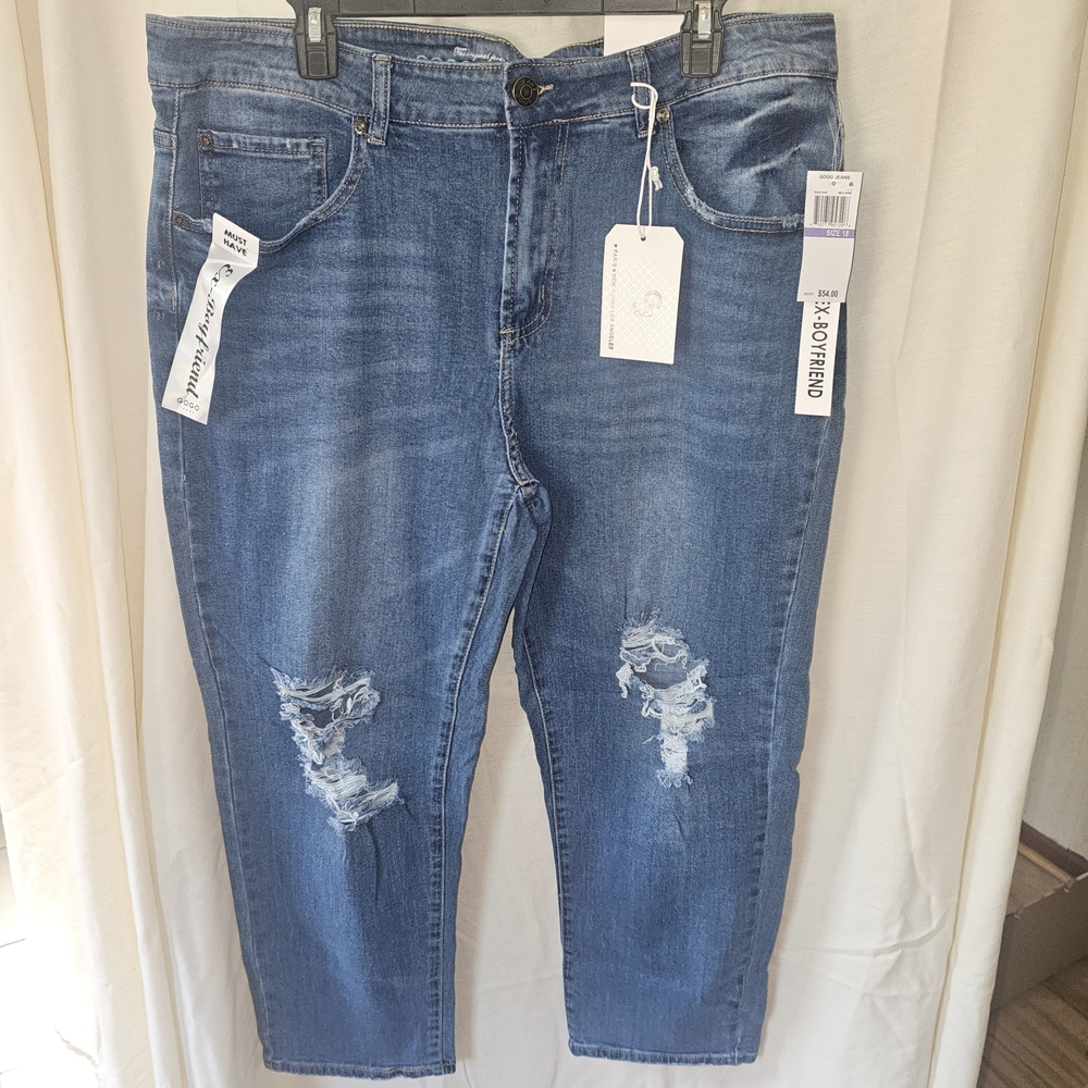 Women's High Rise Distressed Blue Jeans